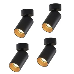 Arcchio valonheitin Brinja, 4 kpl, musta, pyöreä, Ø 6cm, GU10