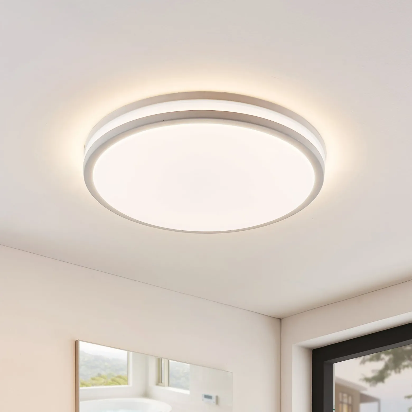 Arnim LED-kattovalaisin, valkoinen, muovia, Ø 49cm, IP44