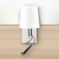 Asset-seinävalaisin, jossa on lukuvalo ja USB-portti