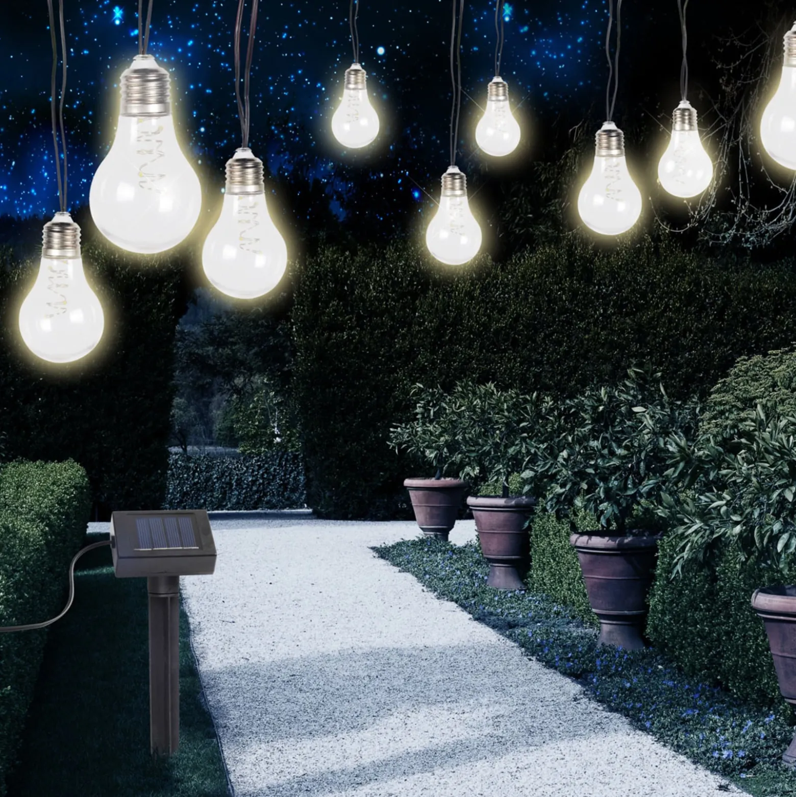 Aurinkok. LED-valoketju 33798-10, hopea metallinen