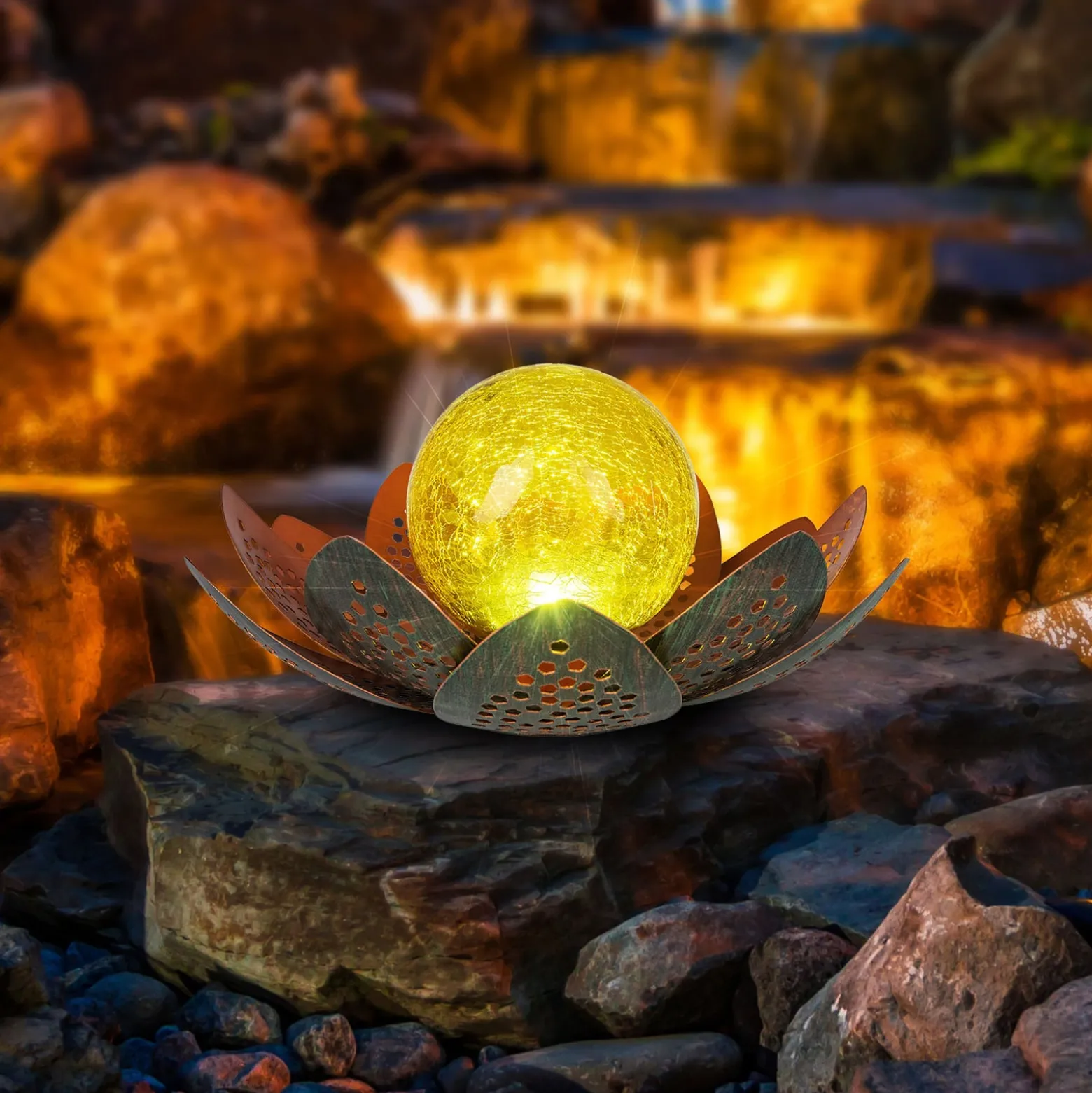 Aurinkokäyttöinen LED-lamppu 33655, kukka, Ø 22 cm