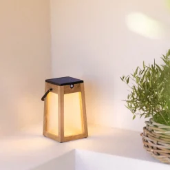Aurinkokäyttöinen LED-lyhty Tecka, tiikki 25cm