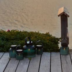 Aurinkokäyttöinen LED-valaisin Aston Jar, korkeus 12 cm, vihreä/ruskea, IP44