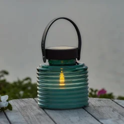 Aurinkokäyttöinen LED-valaisin Aston Jar, korkeus 16 cm, vihreä/ruskea, IP44
