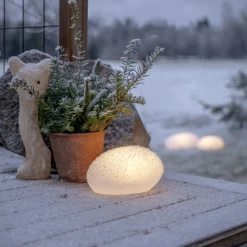 Aurinkokäyttöinen LED-valaisin GLOBY, valkoinen, 24,5 cm, muovi, IP44