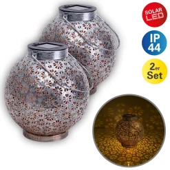 Aurinkokäyttöinen LED-valaisin 52854, hopea, metalli, 20 cm, IP44, 2 kpl