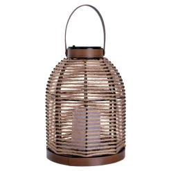 Aurinkokäyttöinen LED-valaisin Korbinian, ruskea, korkeus 29 cm, IP44, lyhty