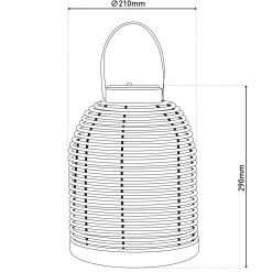 Aurinkokäyttöinen LED-valaisin Korbinian, ruskea, korkeus 29 cm, IP44, lyhty
