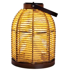 Aurinkokäyttöinen LED-valaisin Korbinian, ruskea, korkeus 29 cm, IP44, lyhty