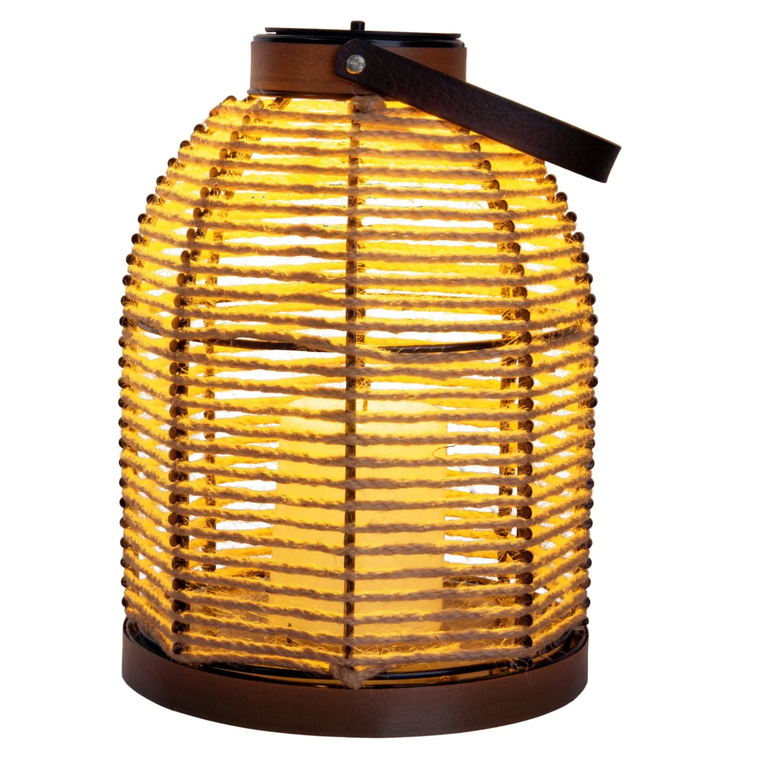 Aurinkokäyttöinen LED-valaisin Korbinian, ruskea, korkeus 29 cm, IP44, lyhty