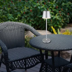 Aurinkokäyttöinen LED-valaisin, metallia, hopeanvärinen, korkeus 41 cm, IP44