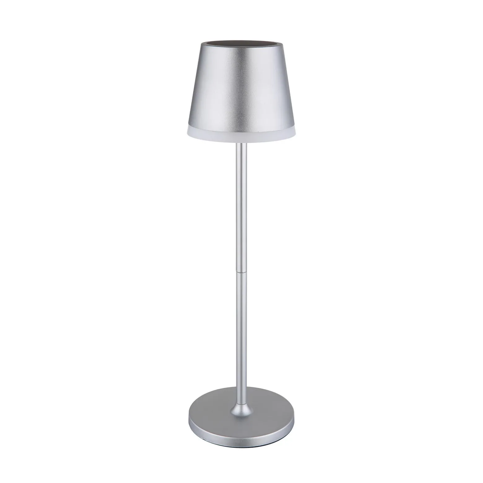 Aurinkokäyttöinen LED-valaisin, metallia, hopeanvärinen, korkeus 41 cm, IP44