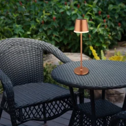 Aurinkokäyttöinen LED-valaisin, metallia, kuparinvärinen, korkeus 41 cm, IP44