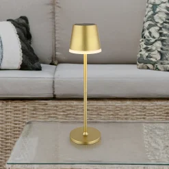 Aurinkokäyttöinen LED-valaisin, metalli, kullanvärinen, korkeus 41 cm, IP44