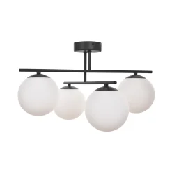 Aurora kattovalaisin, musta, Ø 50 cm, 4-lamppuinen, lasi, E14