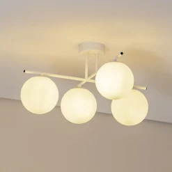 Aurora kattovalaisin, valkoinen, Ø 50 cm, 4-lamppuinen, lasi, E14