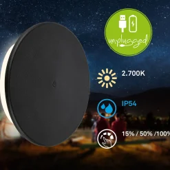 Aurora LED ladattava ulkoseinävalaisin, musta, kosketus himmennin, IP54