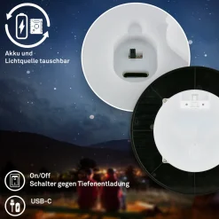 Aurora LED ladattava ulkoseinävalaisin, musta, kosketus himmennin, IP54