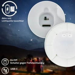 Aurora LED ladattava ulkoseinävalaisin, valkoinen, kosketus himmennin, IP54