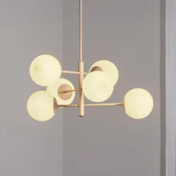 Aurora-riippuvalaisin, beige, Ø 60 cm, 6-lamppuinen, lasi, E14