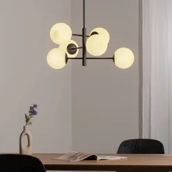 Aurora-riippuvalaisin, musta, Ø 60 cm, 6-lamppuinen, lasi, E14