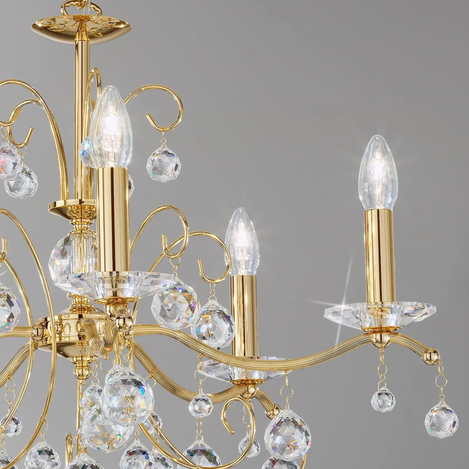 Austrolux kattokruunu Carmen II, lasia, kullattu, 65 cm