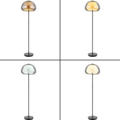 Avila-LED-lattiavalo, savuharmaa/musta, lasi, CCT, himmennettävä