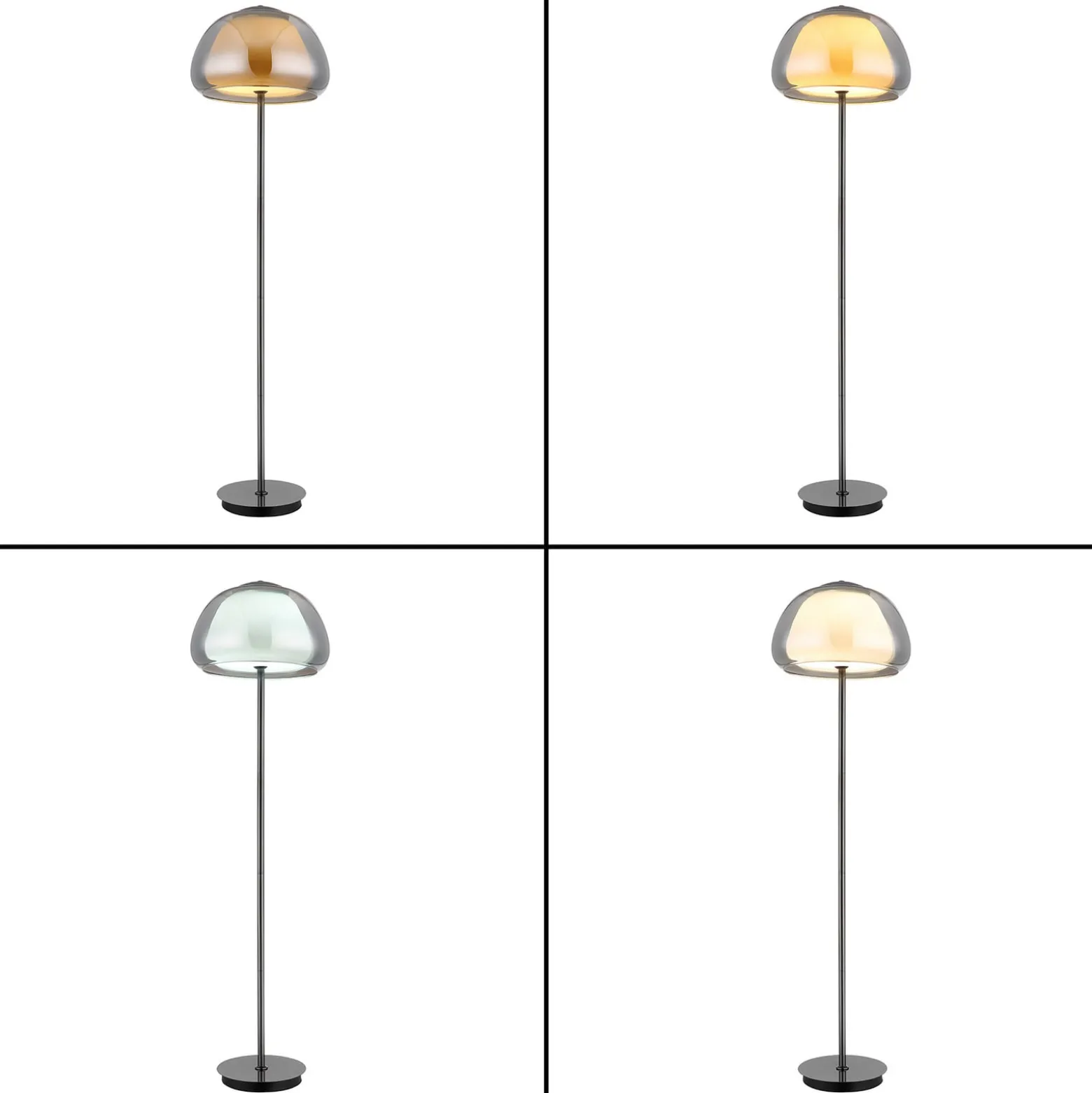 Avila-LED-lattiavalo, savuharmaa/musta, lasi, CCT, himmennettävä
