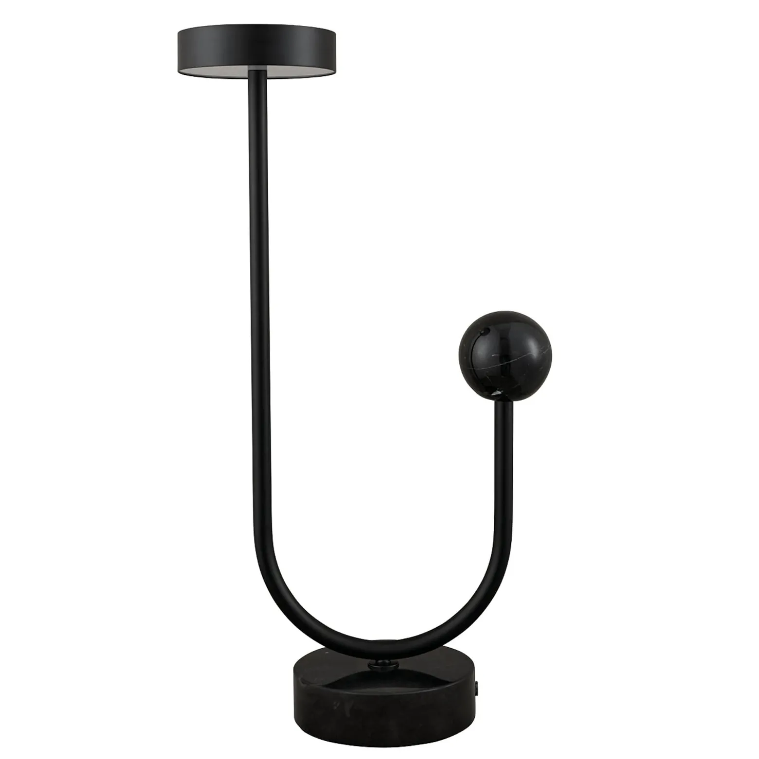 AYTM LED-pöytävalaisin Grasil, musta, marmori, korkeus 56 cm