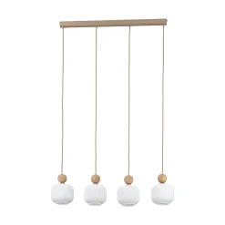Ballo-riippuvalaisin, 4-lamppuinen, beige, lasi, pituus 80 cm