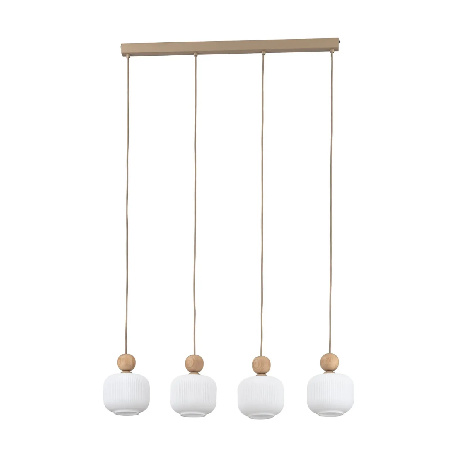 Ballo-riippuvalaisin, 4-lamppuinen, beige, lasi, pituus 80 cm