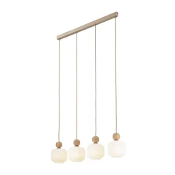 Ballo-riippuvalaisin, 4-lamppuinen, beige, lasi, pituus 80 cm
