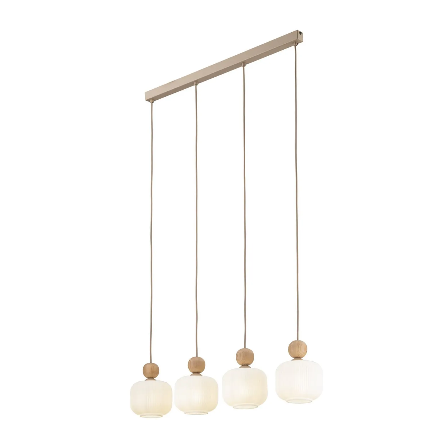Ballo-riippuvalaisin, 4-lamppuinen, beige, lasi, pituus 80 cm