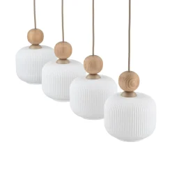 Ballo-riippuvalaisin, 4-lamppuinen, beige, lasi, pituus 80 cm