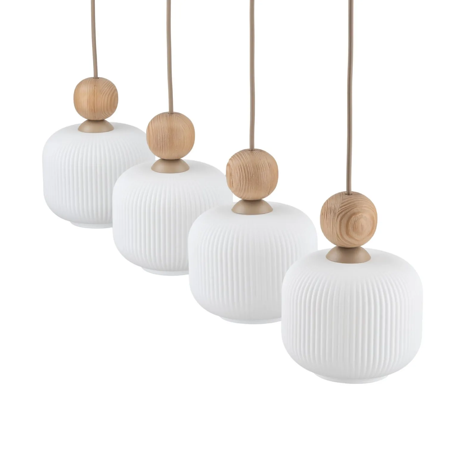 Ballo-riippuvalaisin, 4-lamppuinen, beige, lasi, pituus 80 cm