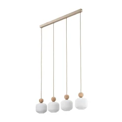 Ballo-riippuvalaisin, 4-lamppuinen, beige, lasi, pituus 80 cm