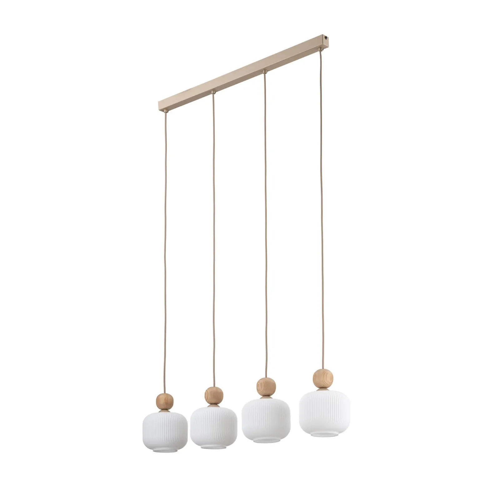 Ballo-riippuvalaisin, 4-lamppuinen, beige, lasi, pituus 80 cm