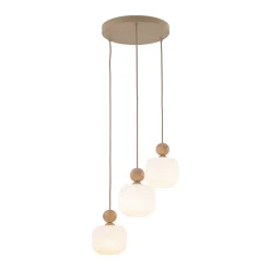 Ballo-riippuvalaisin, 3-lamppuinen, valkoinen, lasi, Ø 35 cm