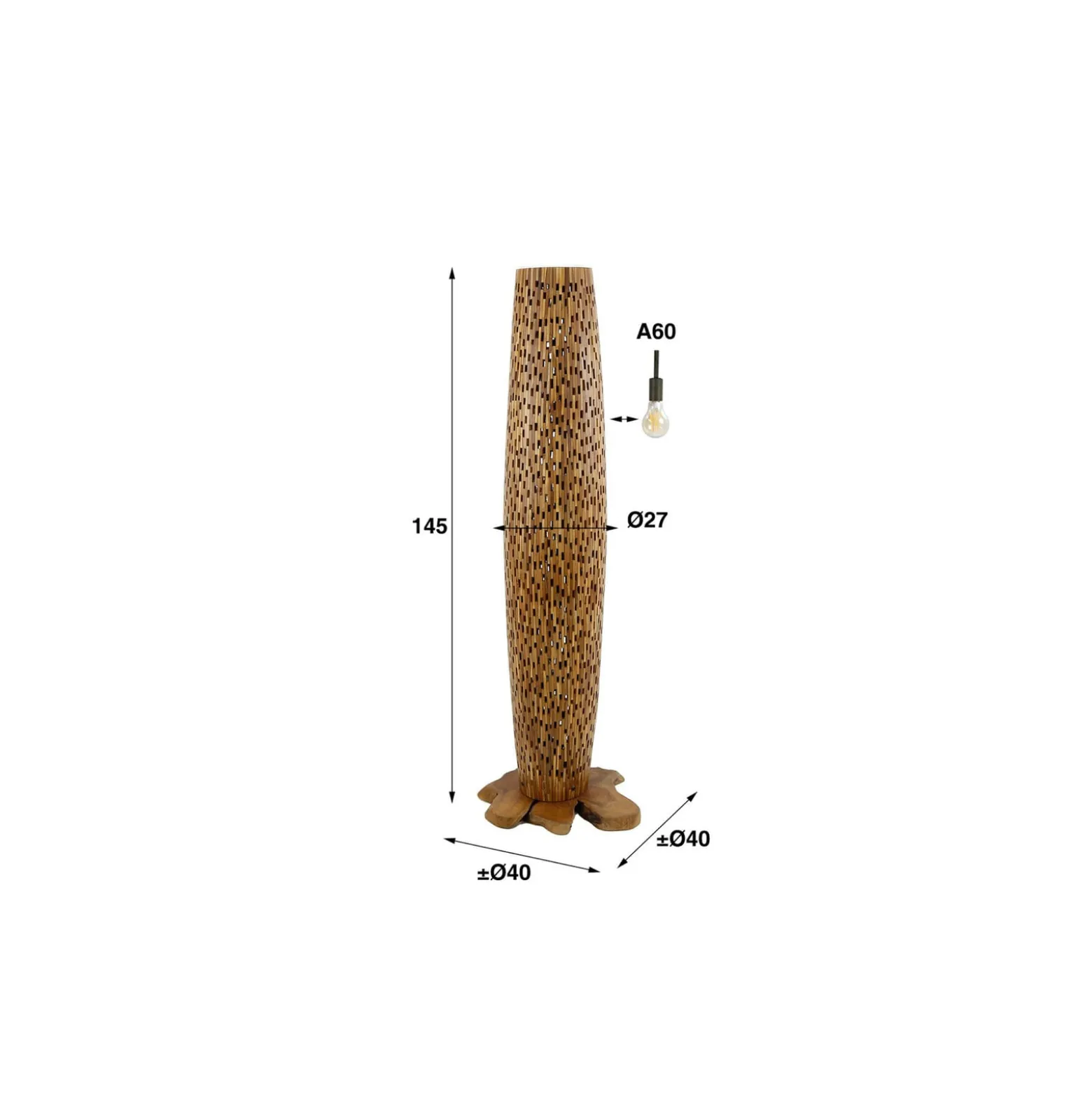 Baronno lattiavalaisin, korkeus 145 cm, teak, E27