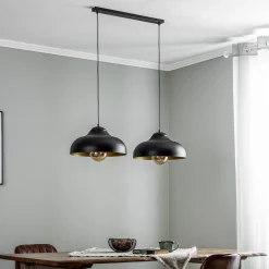 Basca-riippuvalaisin, musta/kultainen, 2-lamppuinen, 125 cm, E27