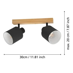 Batallas kattovalaisin, pituus 30 cm, musta/puu, 2-valo.