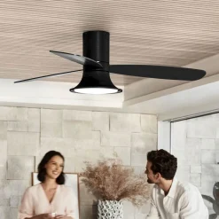 Beacon kattotuuletin valolla Flusso musta 132cm hiljainen