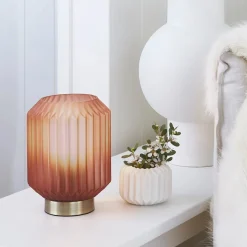 Beacon pöytävalaisin Clancy, vaaleanpunainen lasivarjostin, korkeus 17 cm