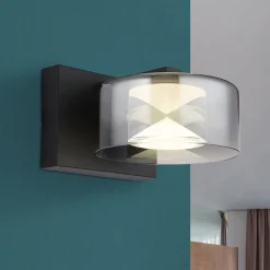 Belinda LED-seinävalaisin, savunharmaa, leveys 15 cm, lasi