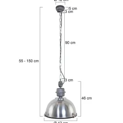 Bikkel-riippuvalaisin, Ø 42 cm, teräksenvärinen, metalli, lasi, valaisin,