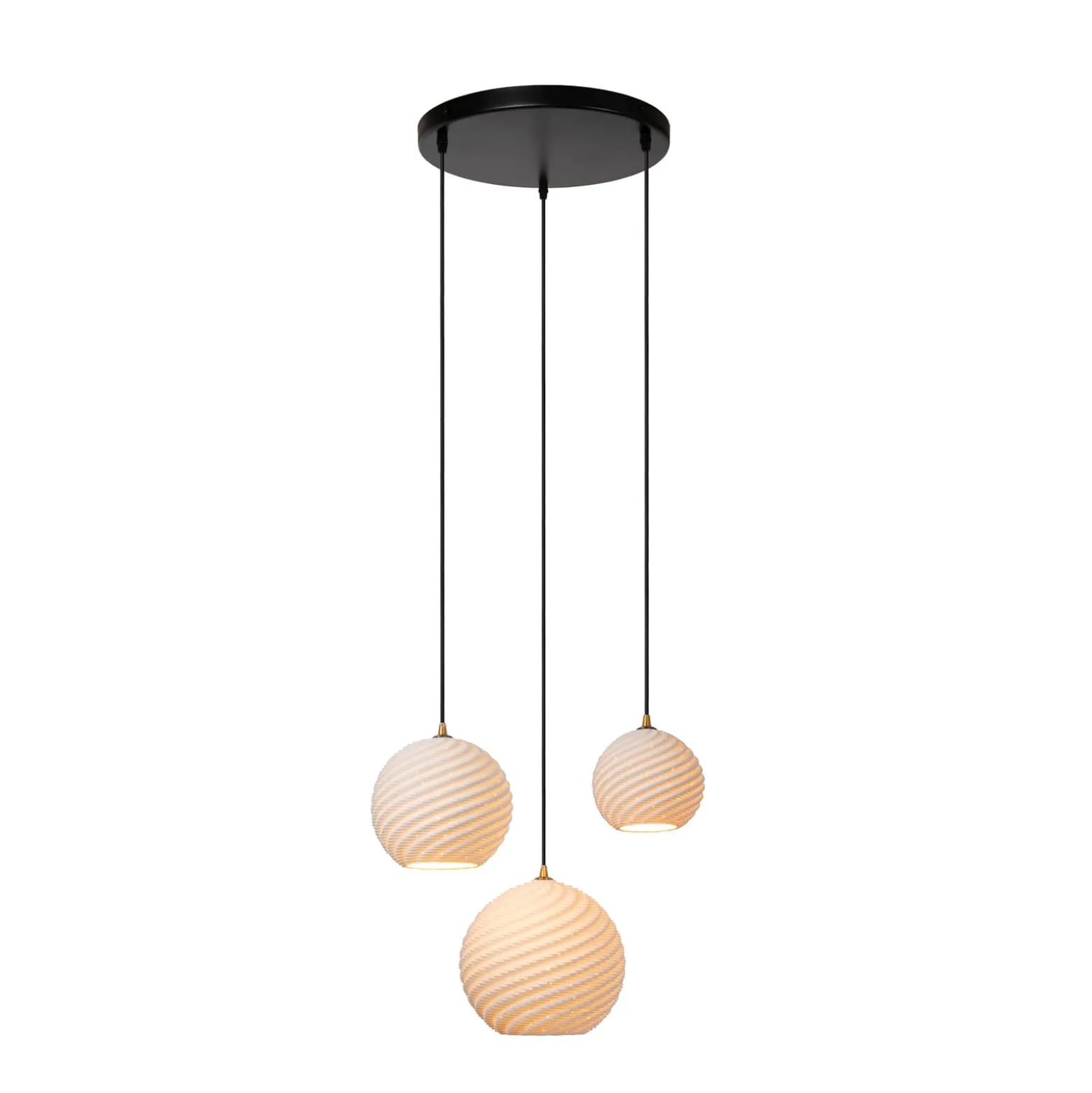 Bina-riippuvalo, pituus 45 cm, valkoinen/musta, posliini, 3-lamppuinen.