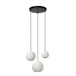 Bina-riippuvalo, pituus 45 cm, valkoinen/musta, posliini, 3-lamppuinen.