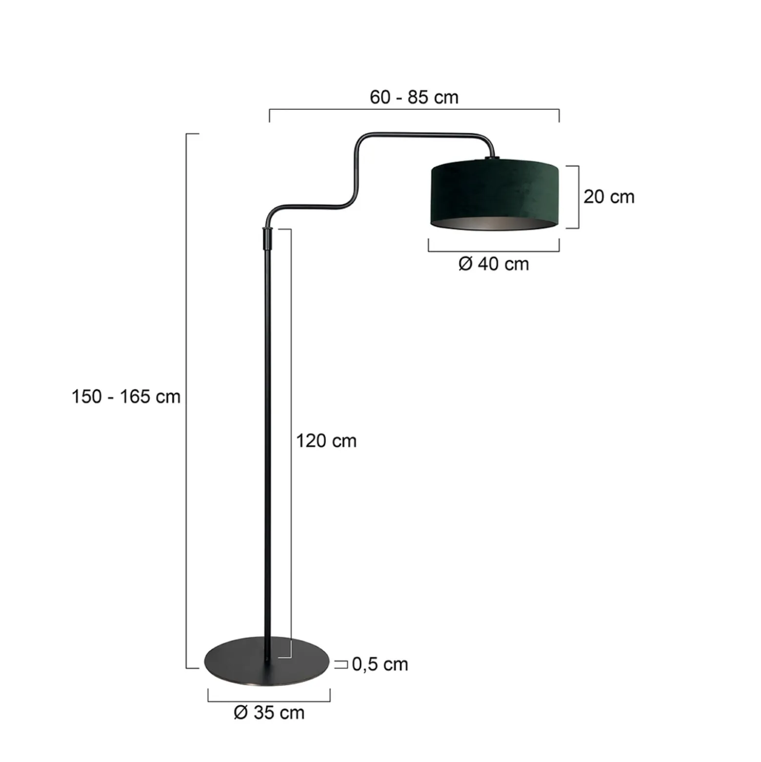 Bloeba-maavalaisin, musta/vihreä, korkeus 165 cm, velour