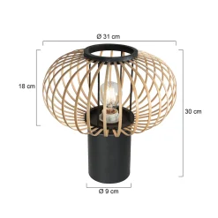 Bloeba-pöytävalaisin, musta, bambutangot, Ø 31 cm