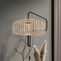 Bloeba-seinälamppu, musta/luonnonvärinen bambu, ulottuvuus 140 cm